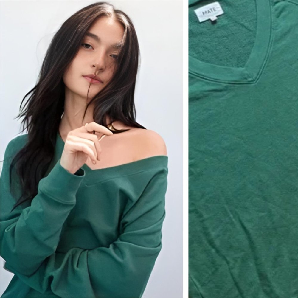 MATE the Label Oversized V-Neck Terry Organic Cotton Sweatshirt Athleisure